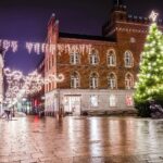クリスマスツリーとイルミネーション　オーゼンセ　デンマークのクリスマスの風景