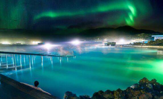 オーロラの風景　アイスランドの風景