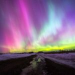 オーロラの風景　ロシアの風景