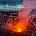 夕暮れのマサヤ火山　ニカラグアの風景