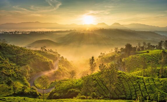 ジャワ島の朝の風景　インドネシアの風景