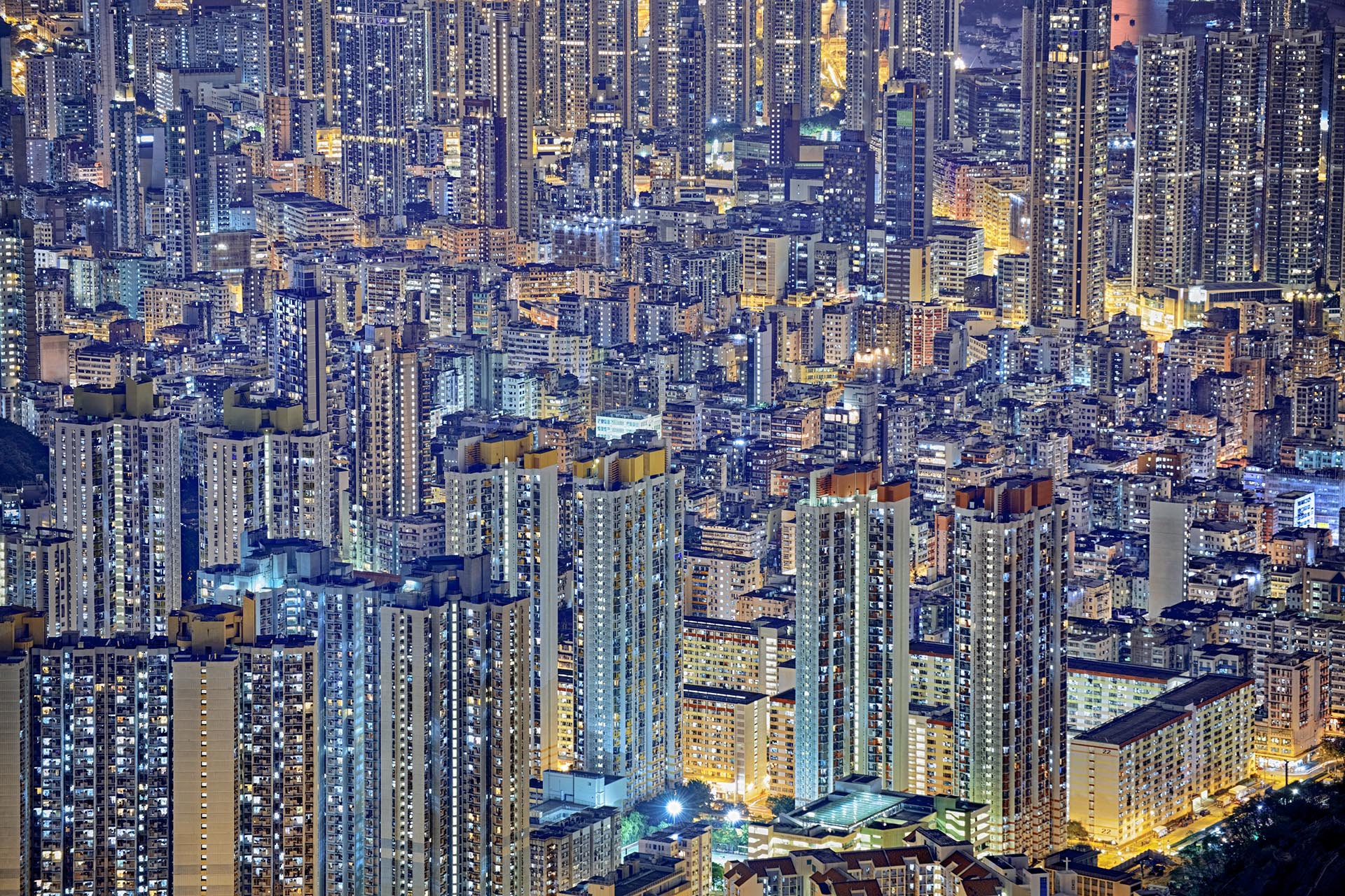 夜の香港　香港の風景