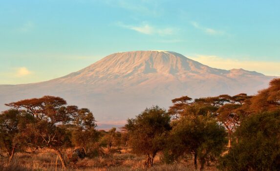 朝のキリマンジャロ山　ケニアの風景