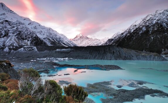 夕暮れのミューラー氷河　ニュージーランドの風景