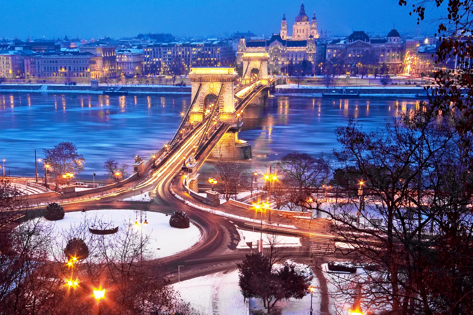冬のブダペストの風景　ハンガリーの冬の風景