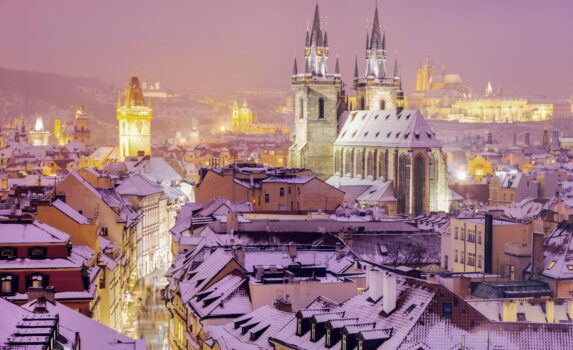 プラハの冬　チェコの冬の風景