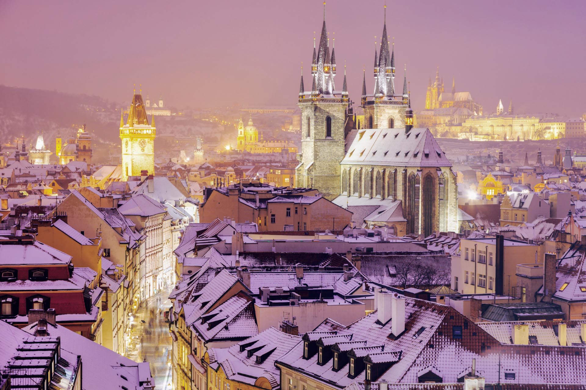 プラハの冬　チェコの冬の風景