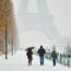 雪のパリ　エッフェル塔　フランスの冬の風景