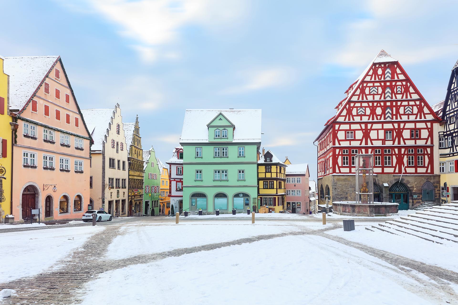 冬のローテンブルク・オプ・デア・タウバーの風景　ドイツの風景