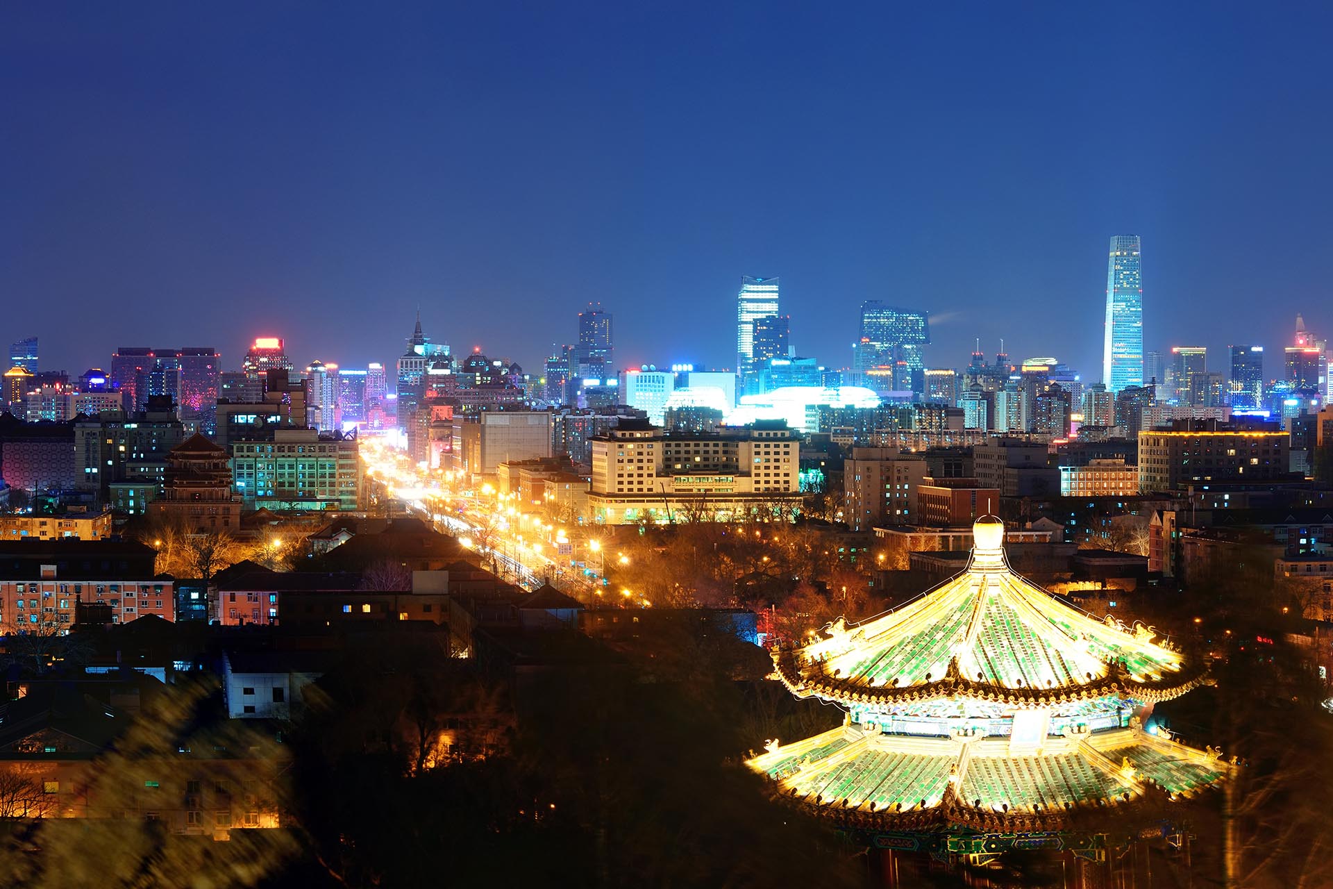 夜の北京の風景　中国の風景