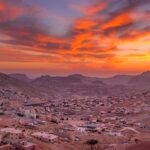 ワディムーサの夕暮れ　ヨルダンの風景