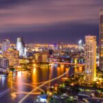 バンコクの夕暮れ時の風景　タイの風景