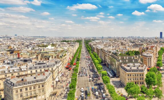 凱旋門の屋上から眺めるパリの風景　フランスの風景