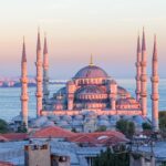 夕暮れのブルーモスク　イスタンブールの風景　トルコの風景