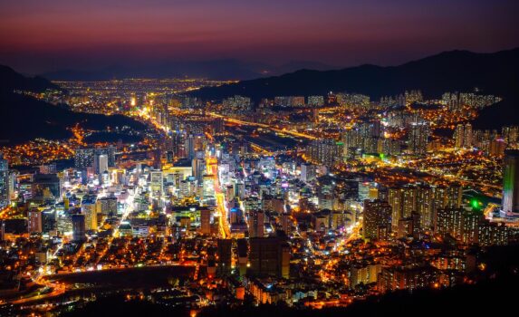 釜山の夜の風景　韓国の風景