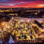 クリスマスシーズンのクラクフの風景　ポーランドの風景