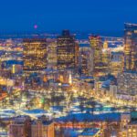 ボストンの冬の夕暮れ　アメリカ合衆国の風景
