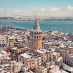 ガラタ塔とイスタンブールの街並み　冬のトルコの風景