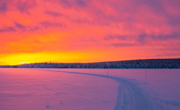 北極圏ラップランドの風景　フィンランドの冬の風景