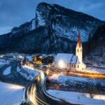 雪の夜　フォアアールベルク州の風景　オーストリアの風景