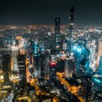 上海の夜の街並み　中国の風景