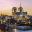 夕暮れのパリ　ノートルダム大聖堂　フランスの風景