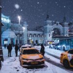 雪の夜のモスクワの風景　ロシアの風景
