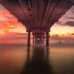 夕暮れのクリアウォータービーチ　アメリカ合衆国の風景