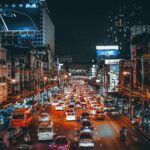 夜のバンコクの風景　タイの風景