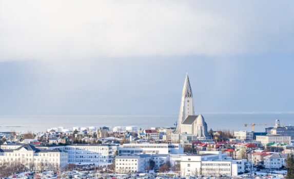 冬のレイキャビク　冬のアイスランドの風景