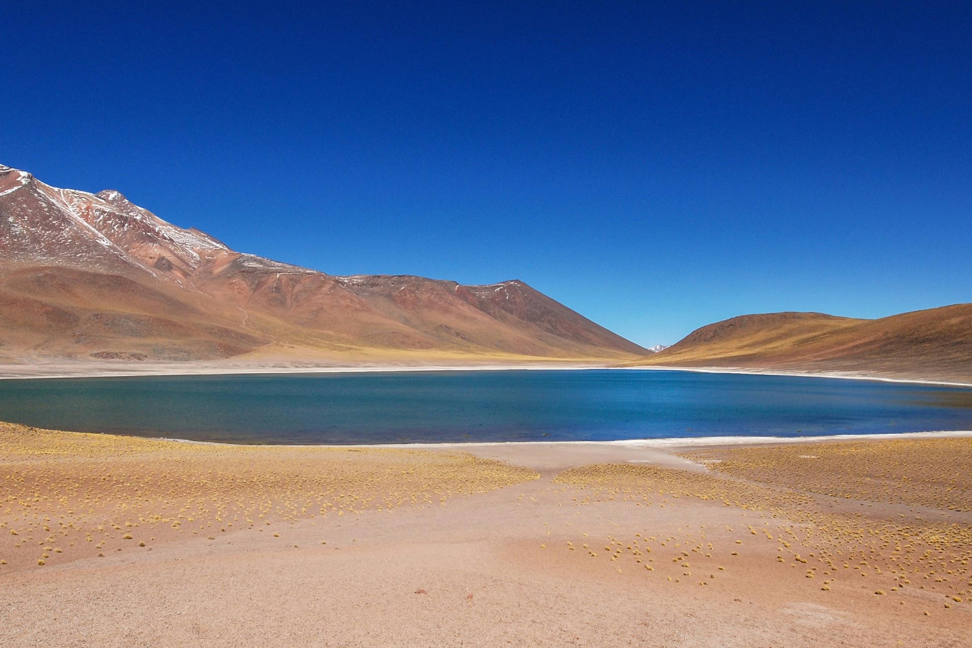 アカタマ砂漠とミニケス湖　チリの風景