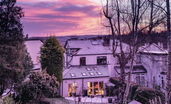 冬の夕暮れのランムーア　冬のイギリスの風景