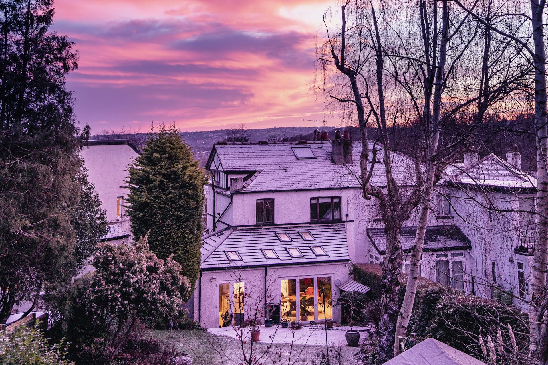 冬の夕暮れのランムーア　冬のイギリスの風景