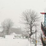 雪のトシュの風景　ヒマーチャル・プラデーシュ州　冬のインドの風景