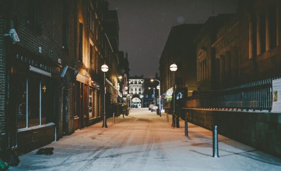 冬の夜のダブリンの町並み　アイルランドの風景