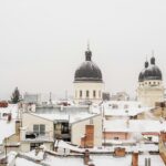 冬のリヴィウの雪景色　冬のウクライナの風景