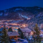 冬の夜のシャテル　冬のフランスの風景