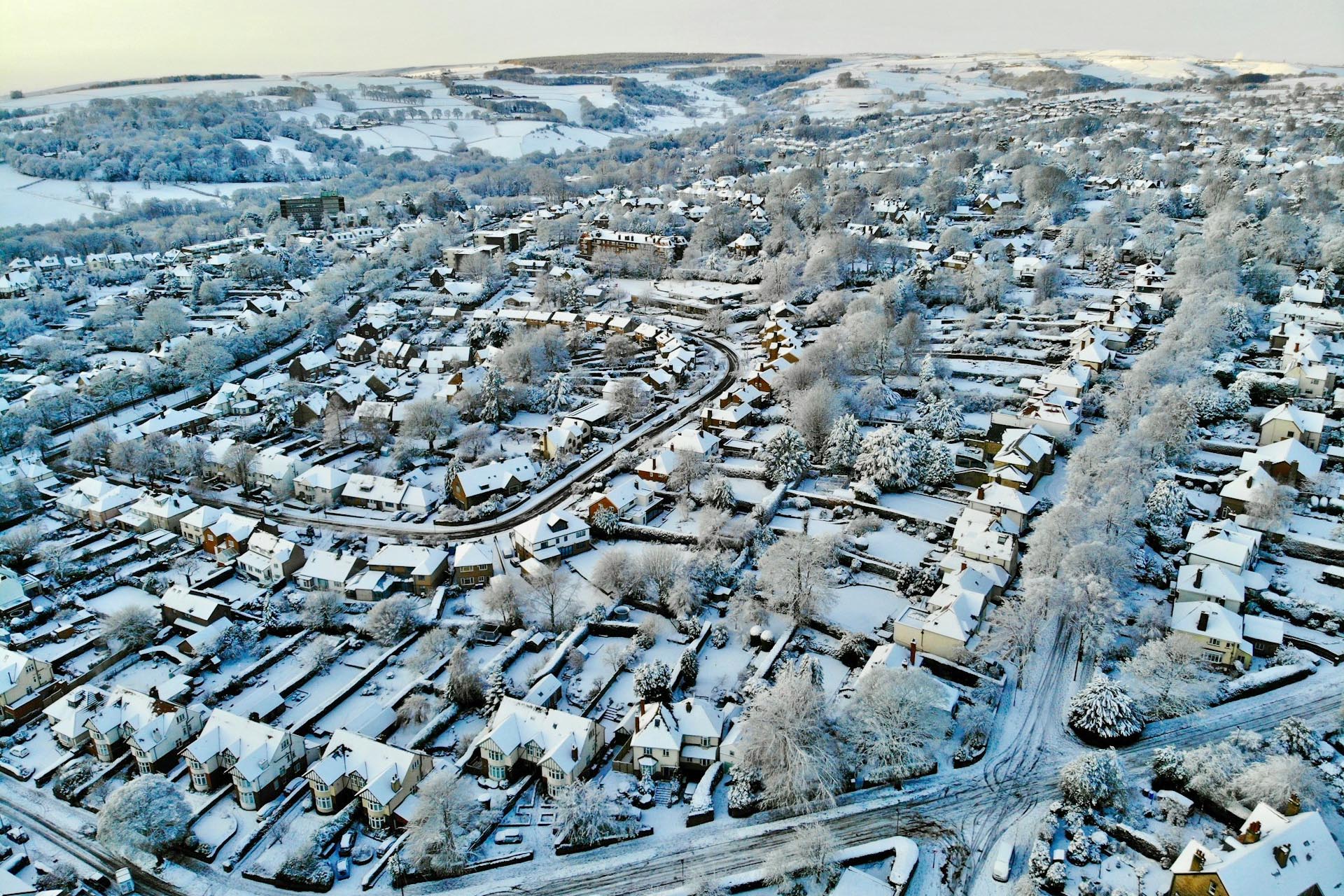 雪のシェフィールド　冬のイングランドの風景　冬のイギリスの風景