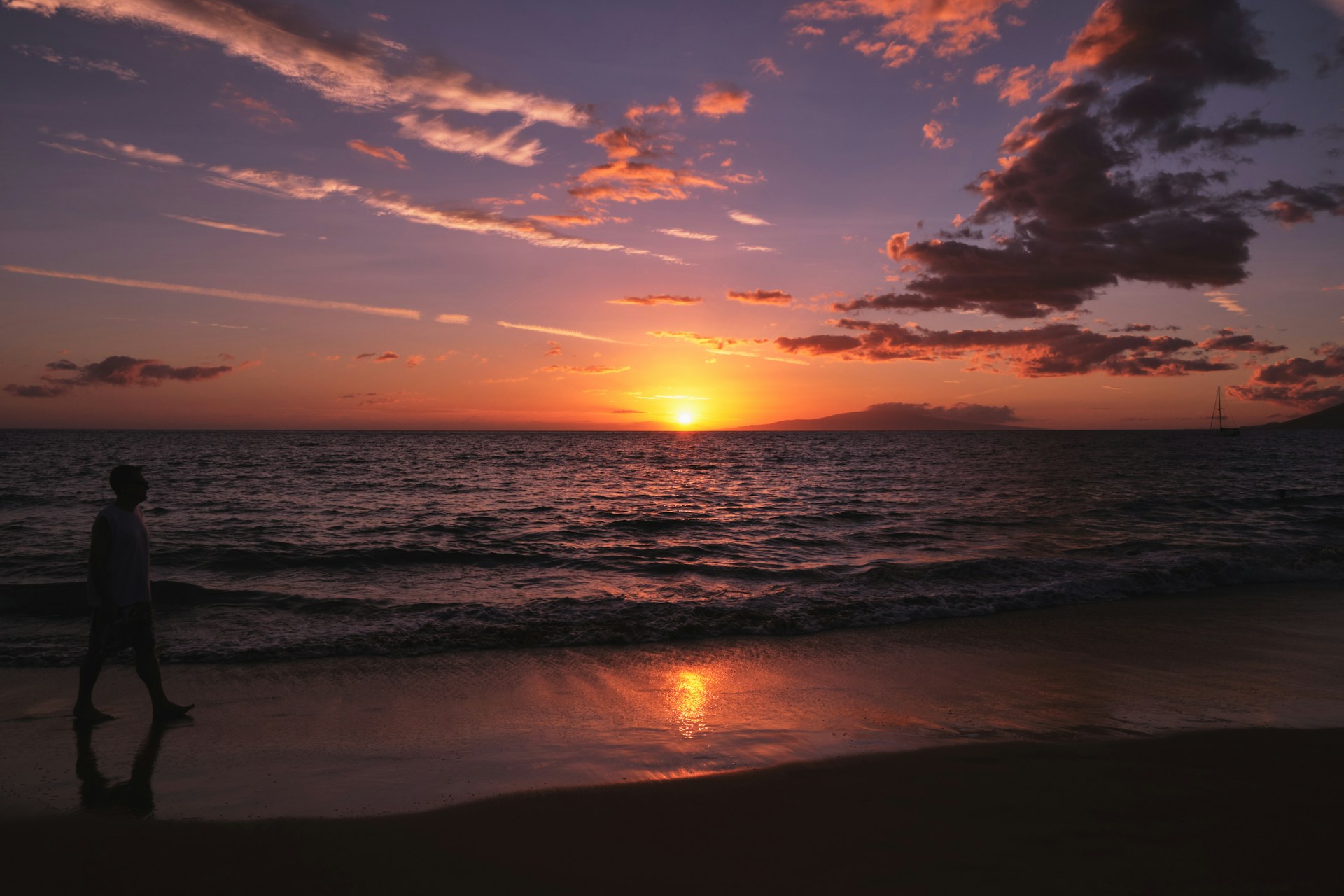 マウイ島の夕日　ハワイの絶景　アメリカの風景