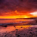 夕暮の海岸　エンセナーダ　メキシコの風景