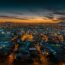 夕暮のサンティアゴの町並み　チリの風景