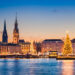 クリスマスシーズンのハンブルクの風景　ドイツの風景