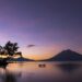アティトラン湖の夜明けの風景　グアテマラの風景