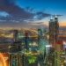 アラブ首長国連邦　ドバイの高層ビル群と街の風景