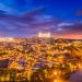 夜のタホ川とトレドの風景　スペインの風景