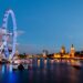 ロンドン・アイと夕暮れのロンドンの風景　イギリスの風景